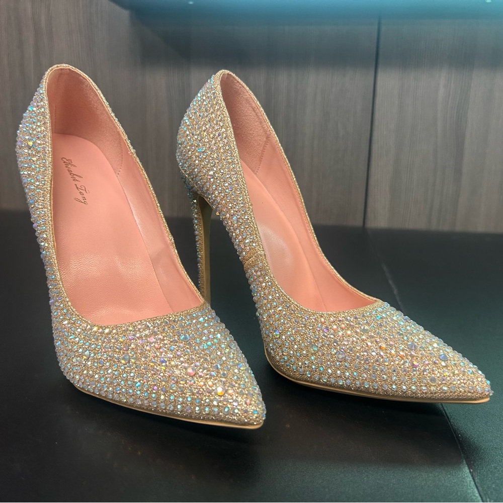 Dazzling Gold Rhinestone Stiletto Heels